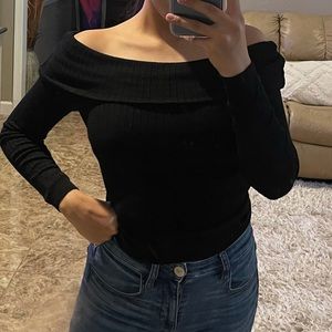 Black Long Sleeve off the Shoulder Top